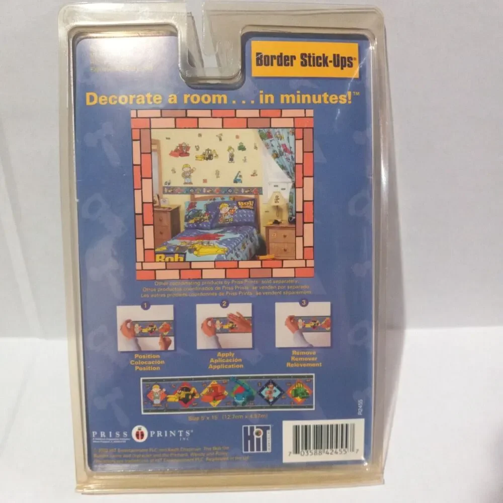 Bob The Builder Border Stick Ups-Lot Of 2-2002-15 Ft x 5 Inch Each-Nick Jr